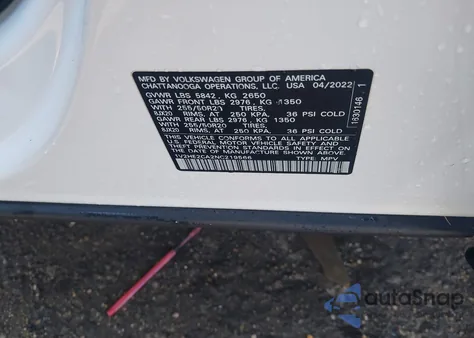 2022 Volkswagen Atlas Cross Sport 3.6L V6 Se W/Technology z USA, uszkodzony, nr VIN 1V2HE2CA2NC219566